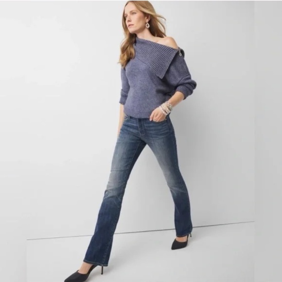 White House Black Market Sparkly Shimmer Zip Neck Dolman Sleeve‎ Sweater - Picture 4 of 16